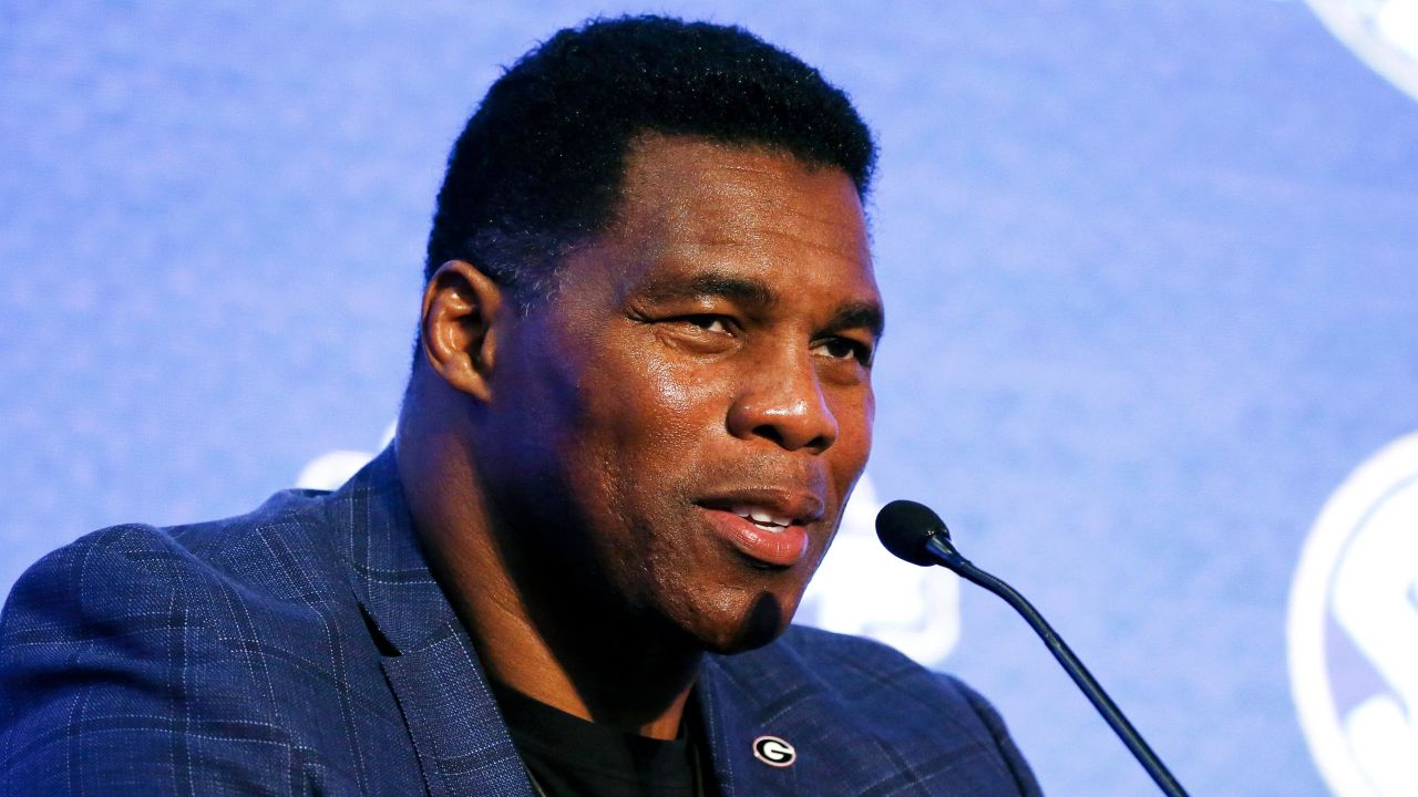 In this July 16, 2019, file photo, Herschel Walker talks about 150 years of college football during the NCAA college football Southeastern Conference Media Day in Hoover, Alabama. Walker appears to have a coveted political profile for a potential Senate candidate in Georgia. 