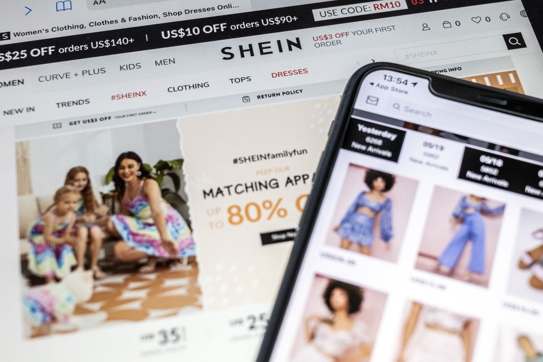 Shein's app and website seen in Hong Kong.