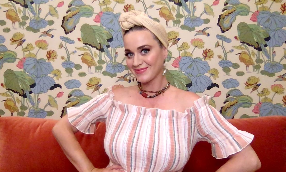 Katy Perry speaking at a Shein event in May 2020. 