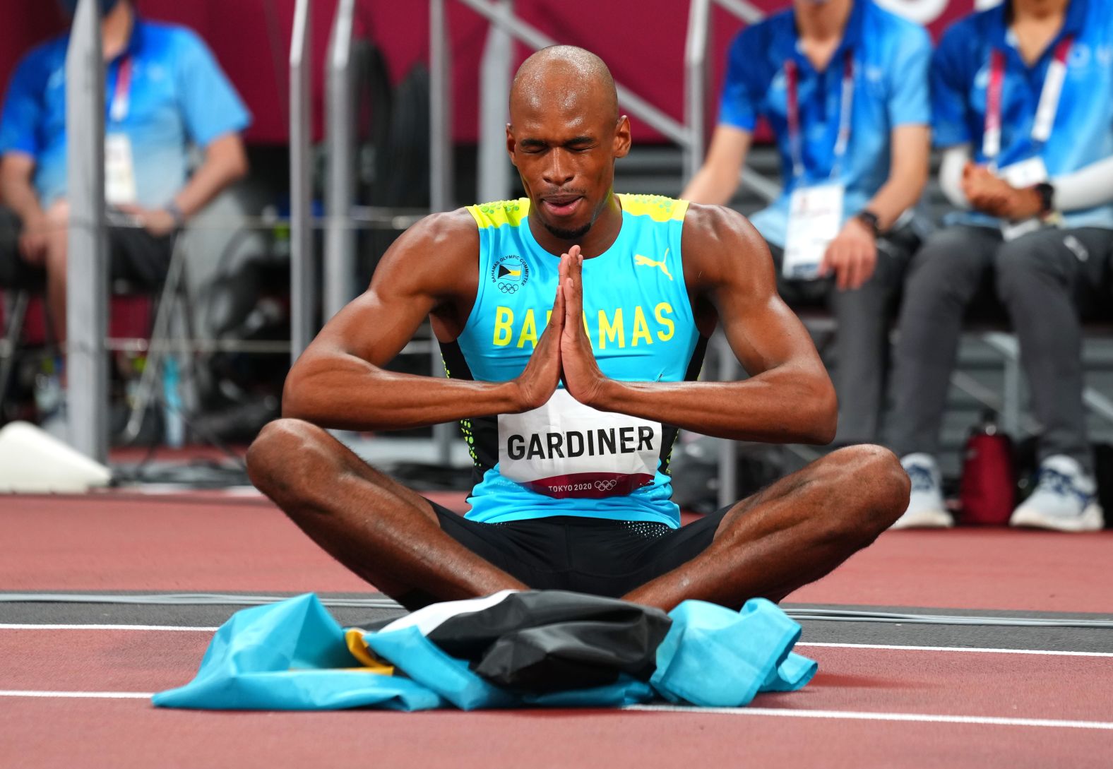 The Bahamas' Steven Gardiner reacts after<a href="index.php?page=&url=https%3A%2F%2Fwww.cnn.com%2Fworld%2Flive-news%2Ftokyo-2020-olympics-08-05-21-spt%2Fh_fbfe1128351faa8afe40eb53969f98df" target="_blank"> winning gold in the men's 400 meters</a> on August 5.