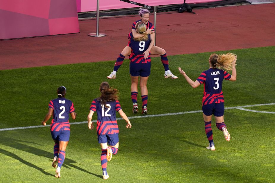 The United States' Megan Rapinoe celebrates with her teammates after scoring the opening goal of the bronze-medal match against Australia on August 5. It was an Olimpico goal, which is a goal straight from a corner kick, and she later added another score as <a href="https://www.cnn.com/world/live-news/tokyo-2020-olympics-08-05-21-spt/h_3d38ca534ac779dbd51a3419ada50589" target="_blank">the United States won 4-3.</a>