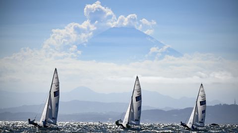 On a clear day, sailors can see past Mount Fuji from the Enoshima Yacht Harbor.