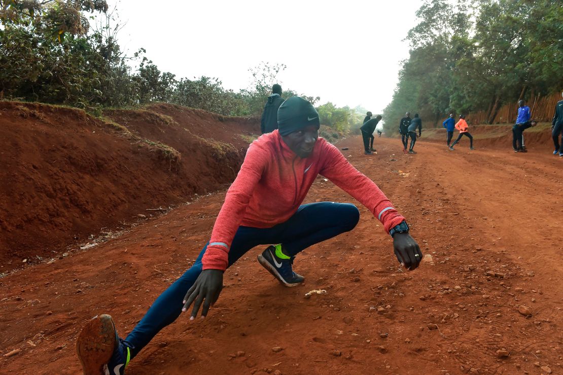 Kipchoge takes part in a training session near Eldoret in March 2017.