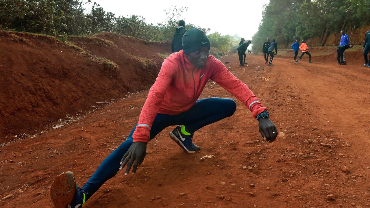 Kipchoge takes part in a training session near Eldoret in March 2017.