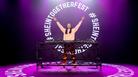 Steve Aoki performing onstage at a Shein event in Los Angeles earlier this year.