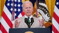 President Joe Biden speaks about the July jobs report during an event in the East Room of the White House, Friday, Aug. 6, 2021, in Washington.