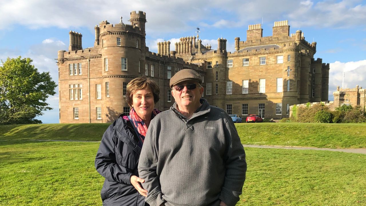 <strong>Falling in love: </strong>"I just fell in love with Scotland and I fell in love with him too," says Saquet. Here they are at Culzean Castle in May 2019.