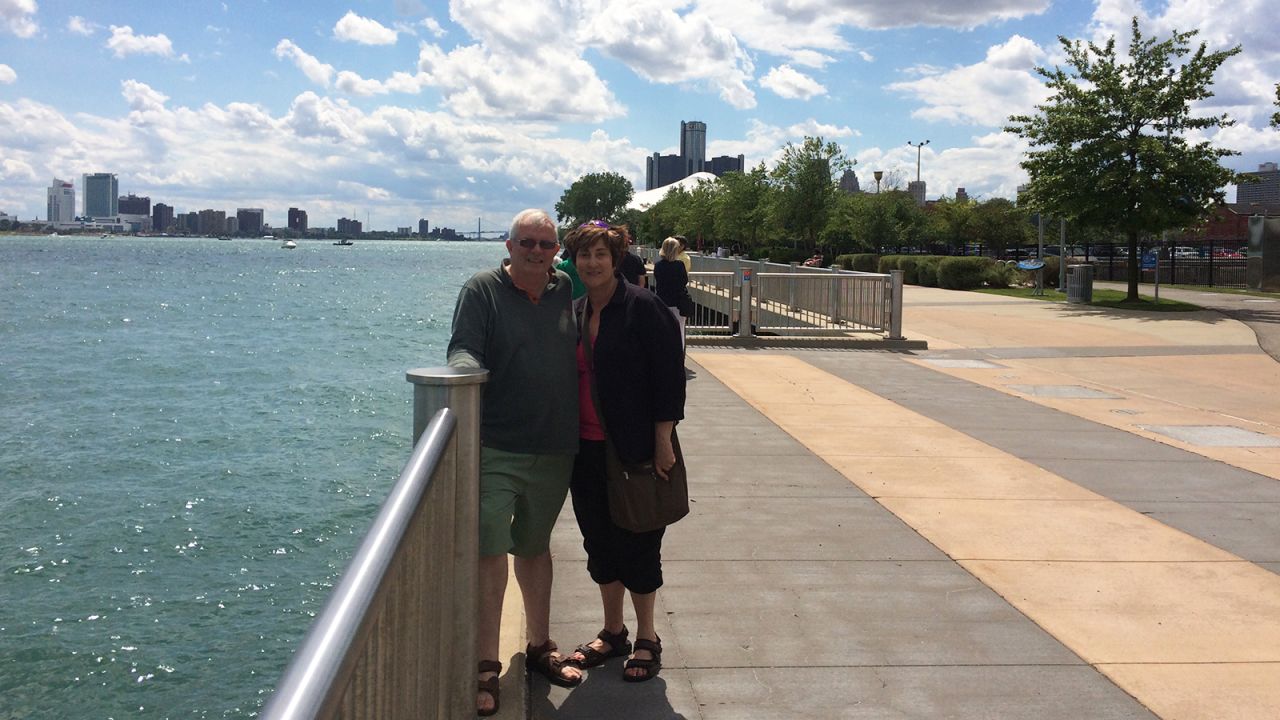 <strong>American reunion:</strong> In June 2017, McFarlane met Saquet in Chicago, pictured. He also met her family and friends back home in Michigan.