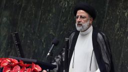 President Ebrahim Raisi delivers a speech after taking his oath as president in a ceremony at the parliament in Tehran, Iran, Thursday, August 5, 2021. 