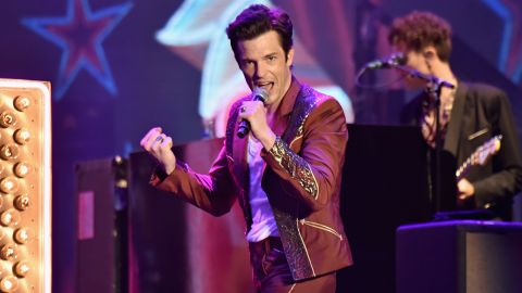 Brandon Flowers of The Killers performs at the 2018 Bonnaroo Arts and Music Festival in Manchester, Tennessee, on June 10, 2018.