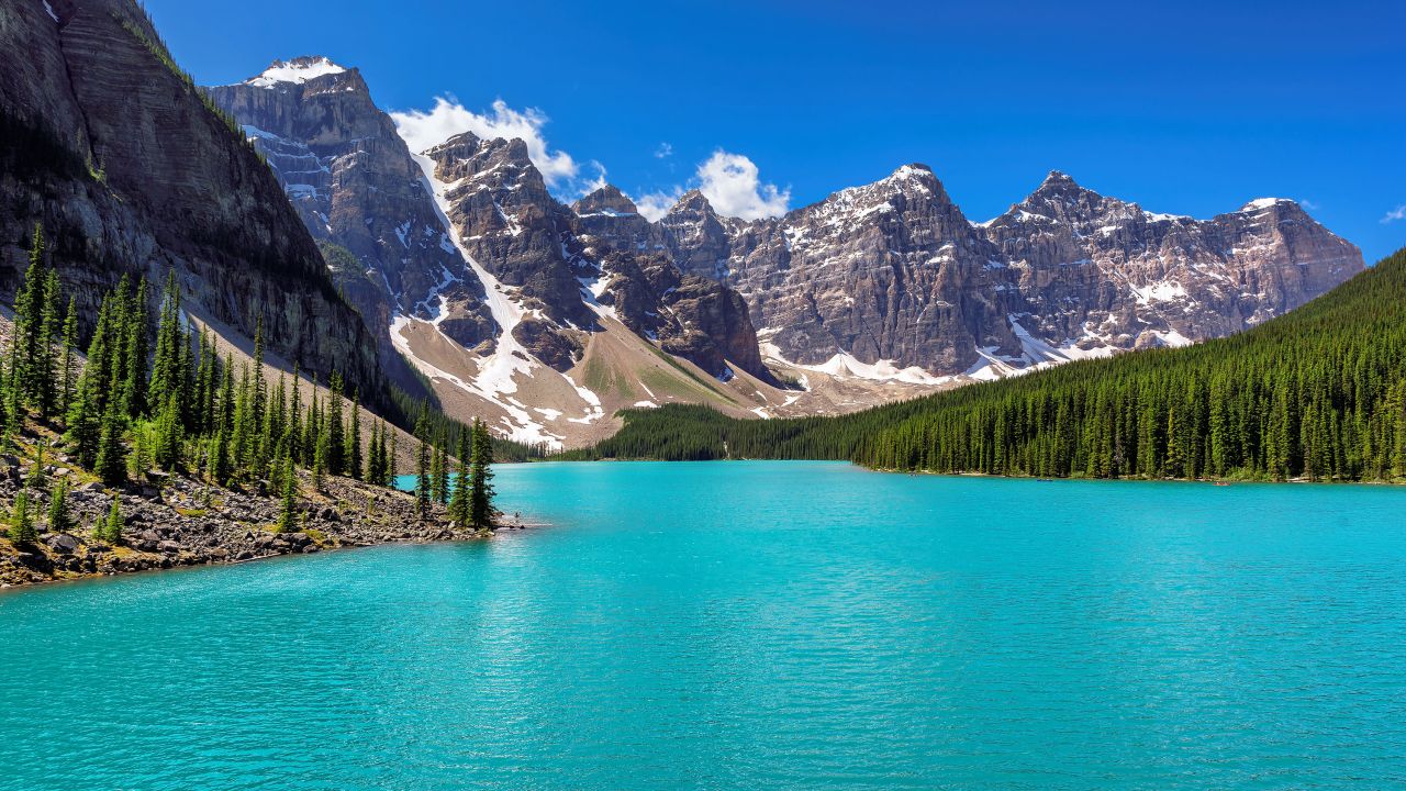 The turquoise Moraine Lake in Banff National Park is nothing less than stunning.