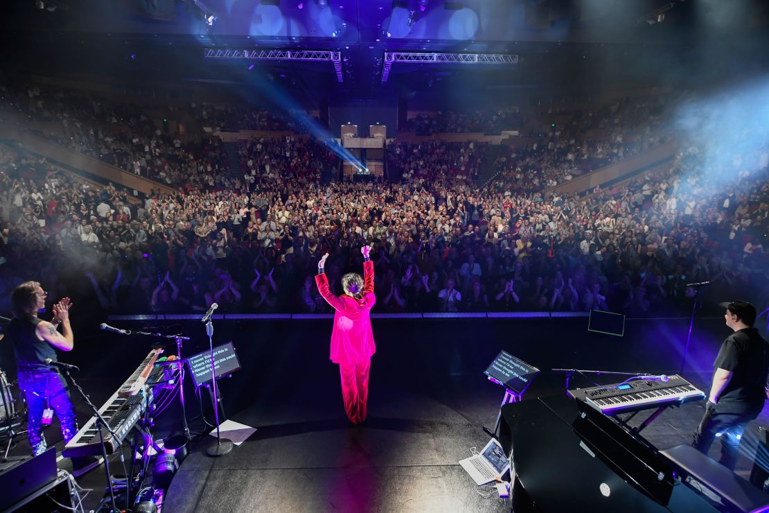 Singer Tina Arena at the end of the first concert of her National Enchanté Tour on May 2, 2021, in Brisbane, Australia. 