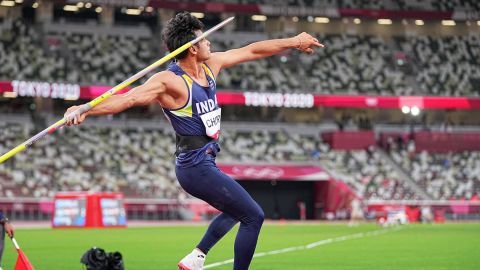 Neeraj Chopra's throw of 87.58m won him javelin gold at Tokyo 2020.