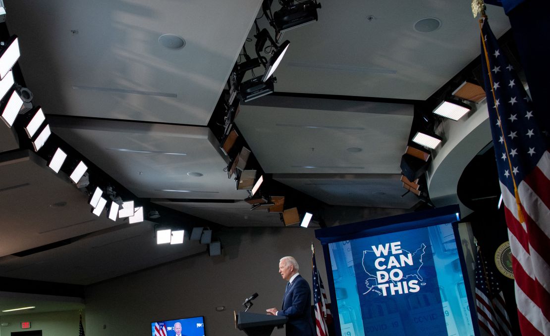 President Biden speaks about the country's Covid-19 response. Biden had hoped to have 70% of American adults partially vaccinated by July 4, but missed that target by four weeks.
