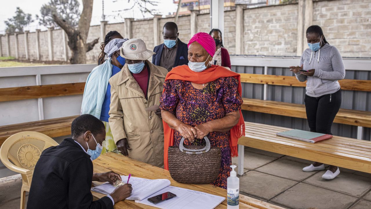People register for a Covid-19 vaccine at a Nairobi hospital. Less than 2% of Kenya's population is fully vaccinated, and the country is struggling to get more doses.