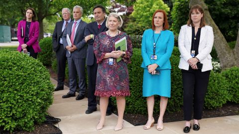 Dunn, third from right, stands with other staffers in the Biden White House.