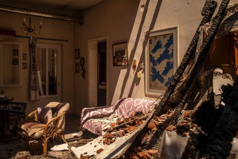 A house in Pefkofito, Greece, is destroyed on August 7.