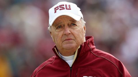 Head coach Bobby Bowden of the Florida State Seminoles watched his team take on the West Virginia Mountaineers during the Konica Minolta Gator Bowl on January 1, 2010 in Jacksonville, Florida.
