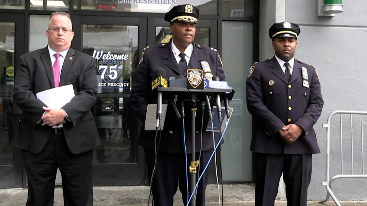  Assistant Chief Judith Harrison speaks during a news conference about a Brooklyn shooting that left two dead and three wounded early Sunday morning. 