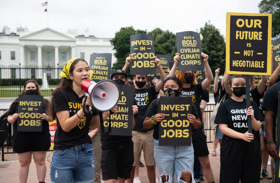 The Sunrise Movement protests in front of the White House in June against what they say is slow action on climate change.