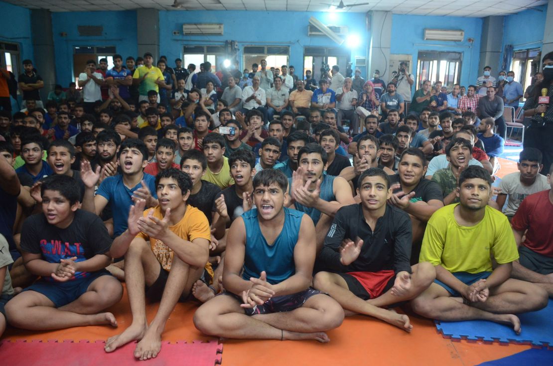 Young athletes in New Delhi are glued to the television as wrestler Ravi Kumar Dahiya takes home the bronze medal in his in weight category in Tokyo.