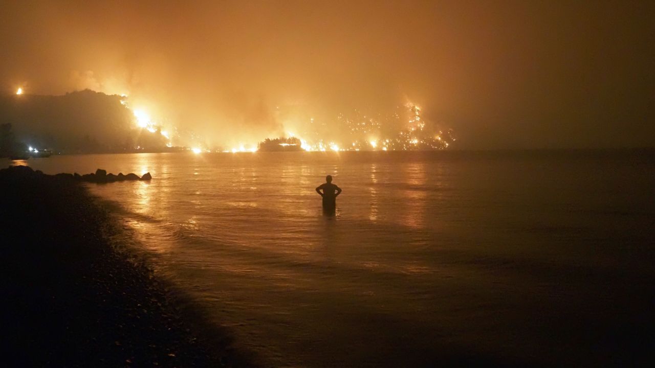 Thousands have been forced to flee by sea from the island, which lies around 100 miles north of Athens.