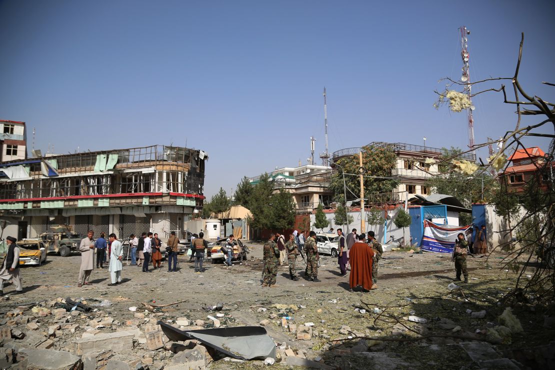 The scene of a car bomb in Kabul, the capital of Afghanistan, on August 4.
