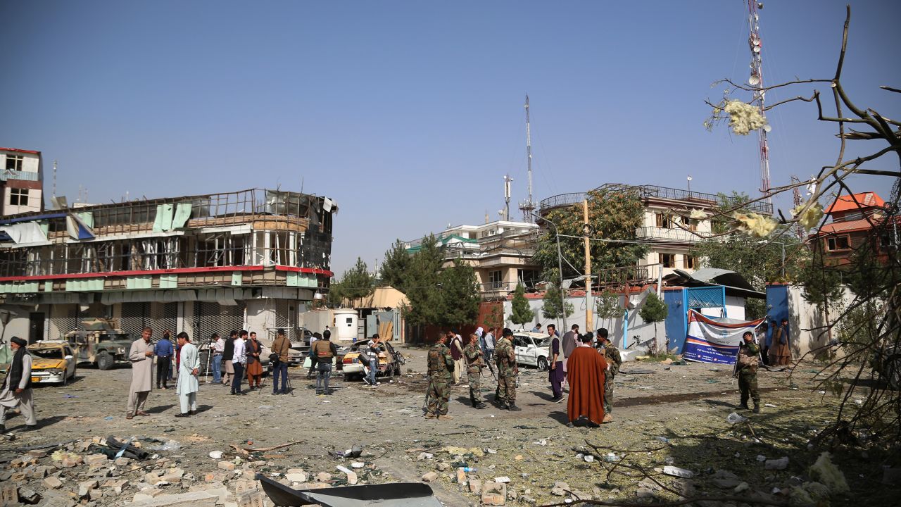 The scene of a car bomb in Kabul, the capital of Afghanistan, on August 4.
