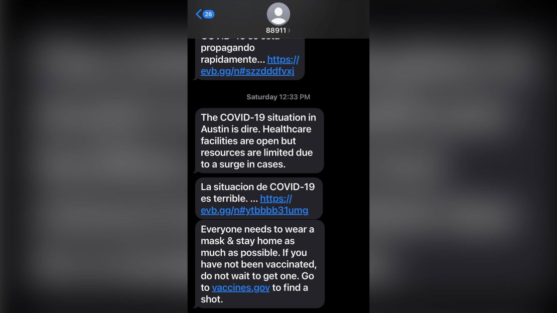 The Austin-Travis County Emergency Operations Center sent an emergency notification system Saturday "to implore the public to do more to fight" Covid-19.