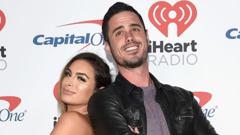 (From left) Ashley Iaconetti and Ben Higgins attend the 2017 iHeartRadio Music Festival at T-Mobile Arena in Las Vegas, September 22, 2017.  