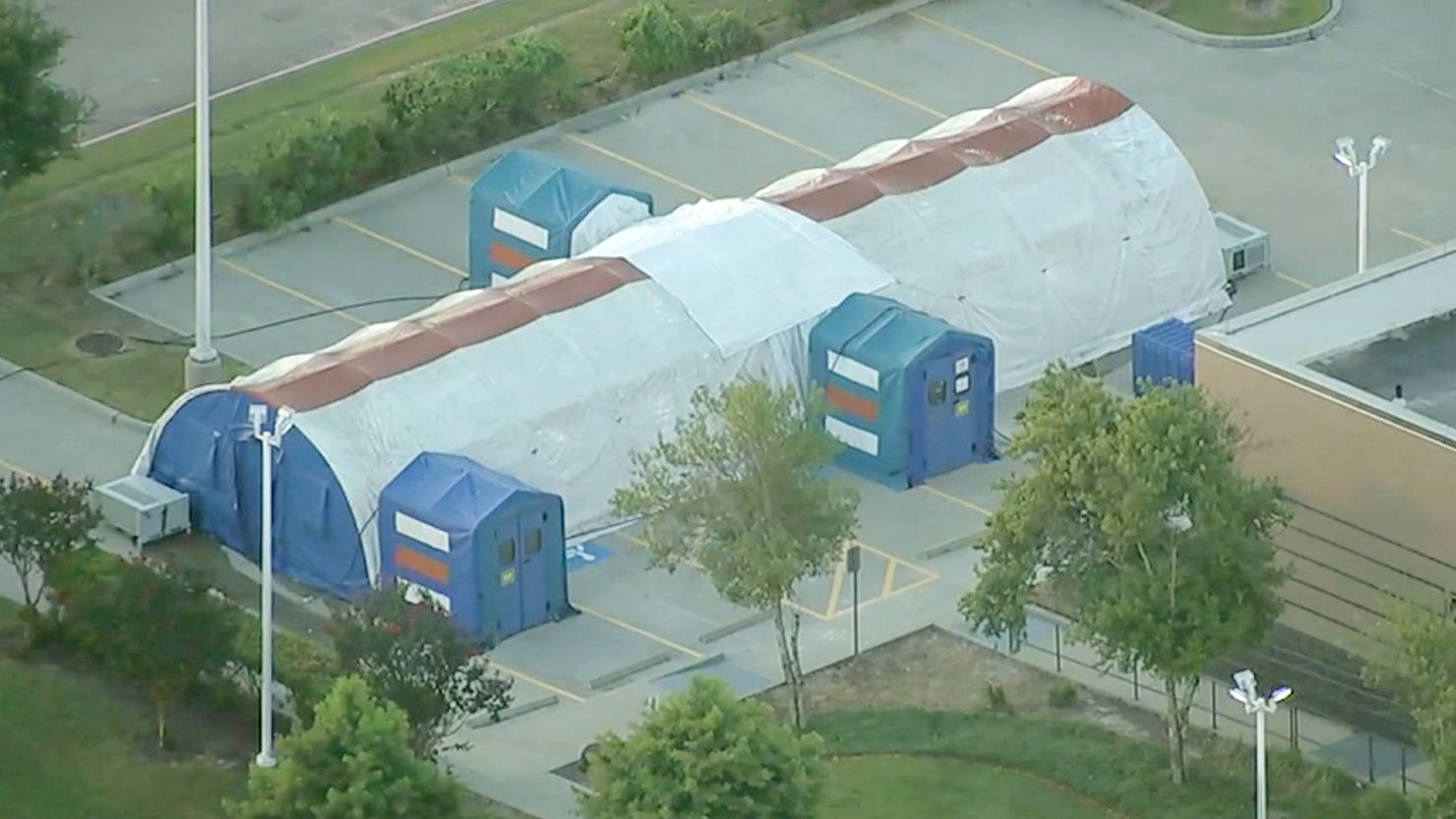 A tent set up at Lyndon B. Johnson hospital in Houston, Texas as an overflow for Covid-19 patients. 