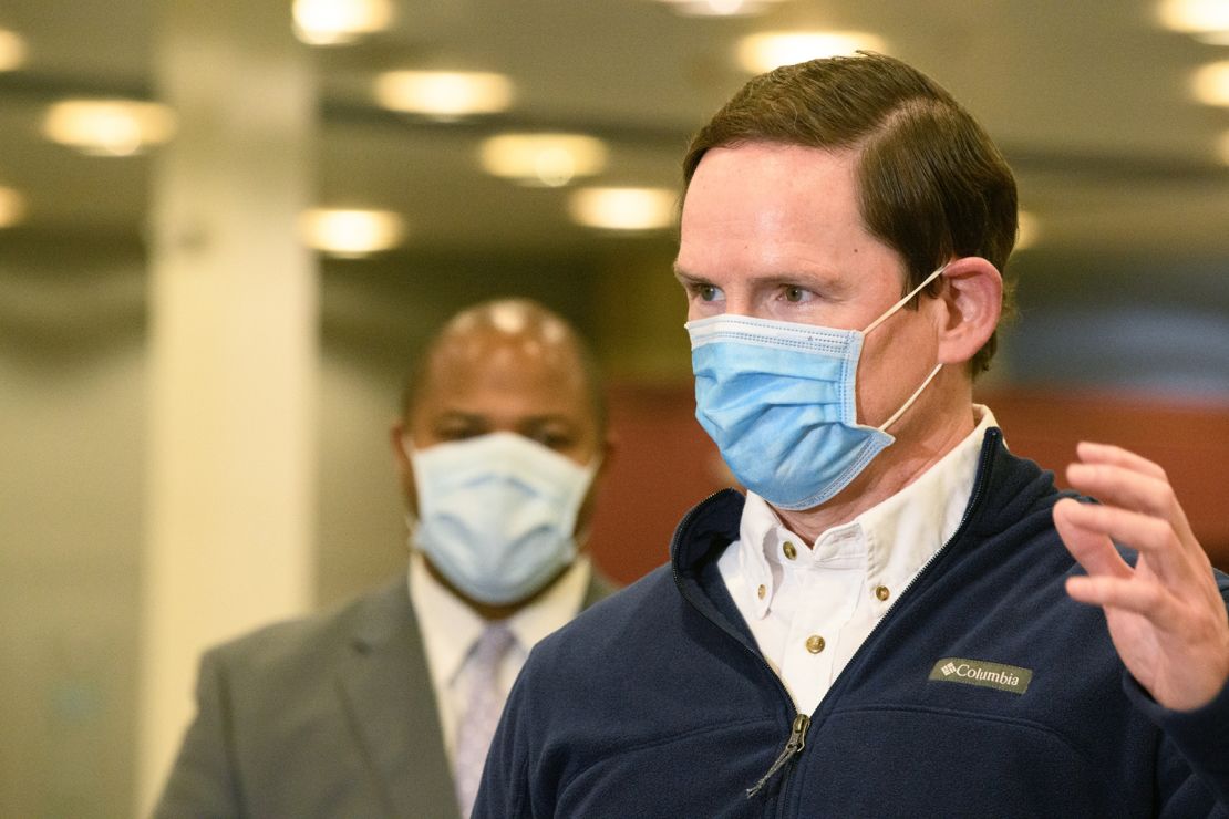 Dallas County Judge Clay Jenkins, shown at the opening at the first mega-vaccination center in Dallas County.