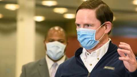Dallas County Judge Clay Jenkins, shown at the opening at the first mega-vaccination center in Dallas County.