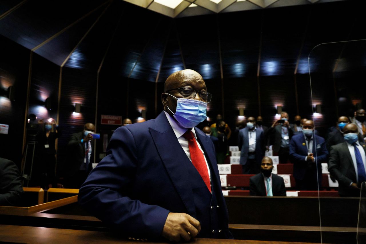 Zuma arrives for his trial in May 2021.