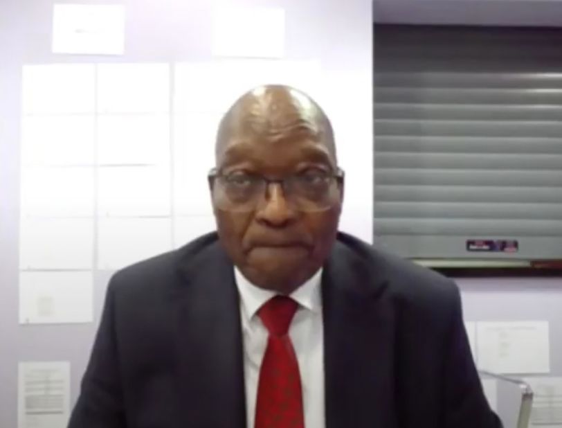 Zuma appears virtually from the Estcourt correctional service facility in Pietermaritzburg, South Africa, in July 2021. He was <a href="https://edition.cnn.com/2021/07/20/africa/zuma-corruption-trial-adjourned-intl/index.html" target="_blank">seeking a further delay in his corruption trial.</a>