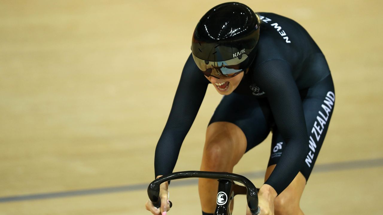 Podmore competes in the women's team sprint qualifying at  the Rio 2016 Olympic Games.