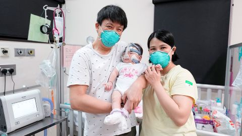 The baby's parents thanked staff at the hospital after her discharge.