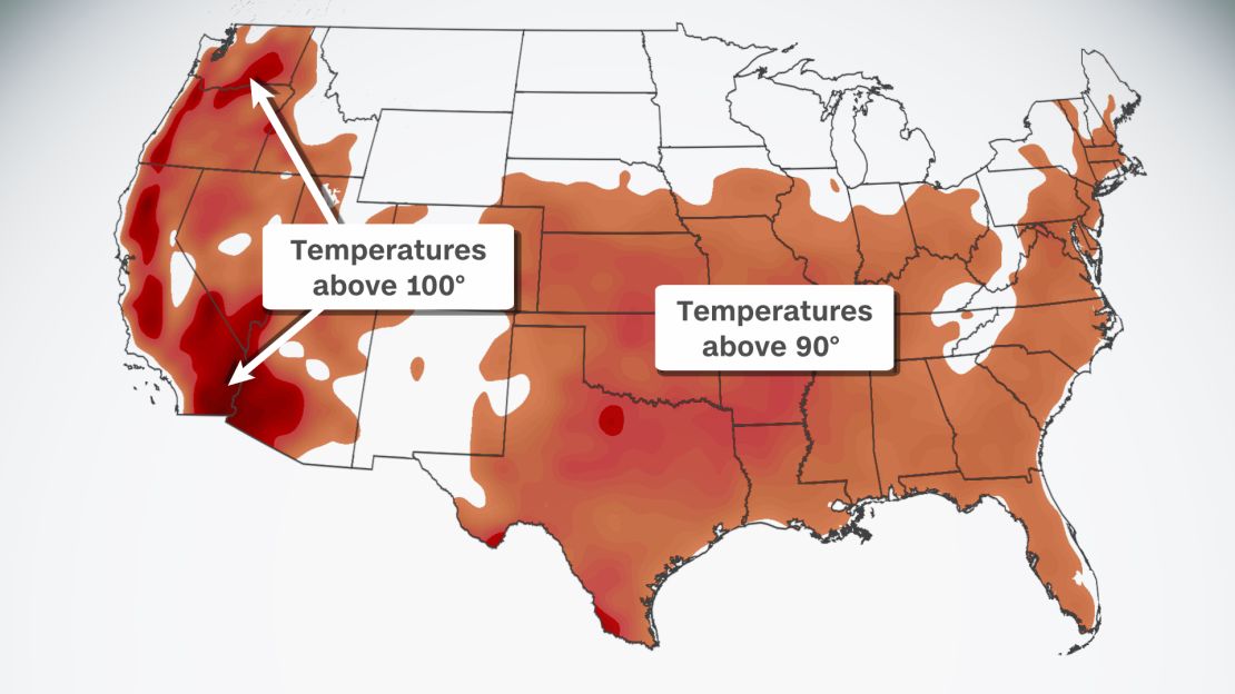 Maximum temperatures will soar above 90 degrees for much of the US this week. Combine this with the humidity in some areas and it will feel much hotter.