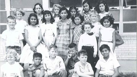 Lupe Alemán, top row and second from right, was several years older than some of her classmates when she started third grade in the 1957-1958 school year. A school policy mandated her and other Mexican American children to enroll in first grade for multiple years. 