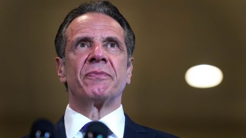 Then-Gov. Andrew Cuomo speaks at a pop-up vaccination site, in Mt. Vernon, New York, on March 22, 2021.