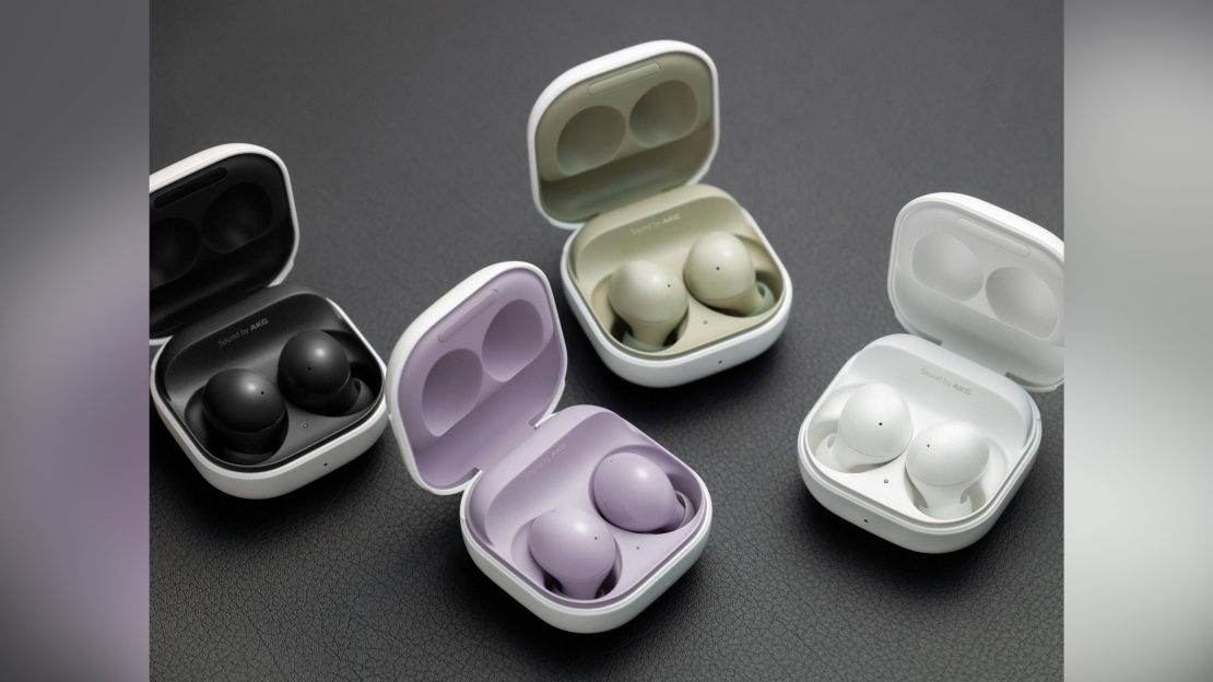 Samsung's GalaxyBuds 2 come with active noise cancellation technology, three 3. tips for different sizes and is available in graphite, white, olive and lavender.