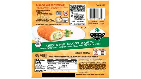 A label of one of the Serenade Foods products included in the recall