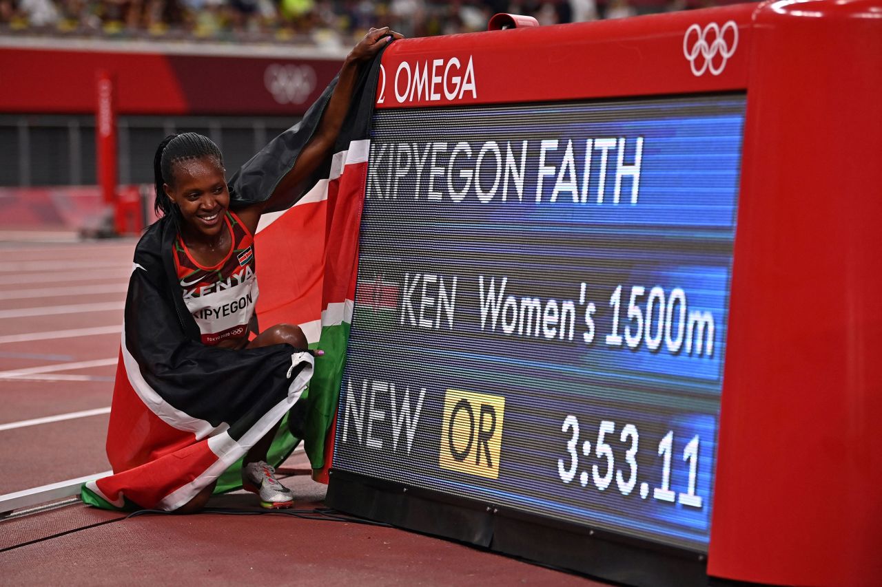 <strong>Faith Kipyegon, Kenya:</strong> Kenya celebrated more record-breaking success on the track when Kipyegon defended her gold medal in the women's 1,500m, setting a new Olympic record in the process.