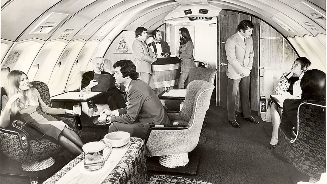 <strong>Captain Cook lounge:</strong> The high life got even higher when Qantas introduced Captain Cook lounges on board the upper deck of its Boeing 747s in the early 1970s. 