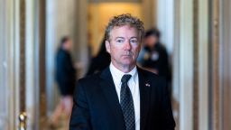 Sen. Rand Paul, R-Ky., walks through the Senate Reception Room as as he arrives to vote on the infrastructure bill on Tuesday, August 10, 2021.