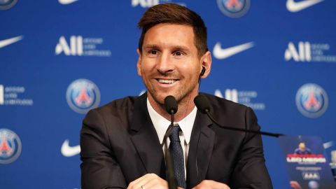 Messi during his presentation as PSG's latest signing.