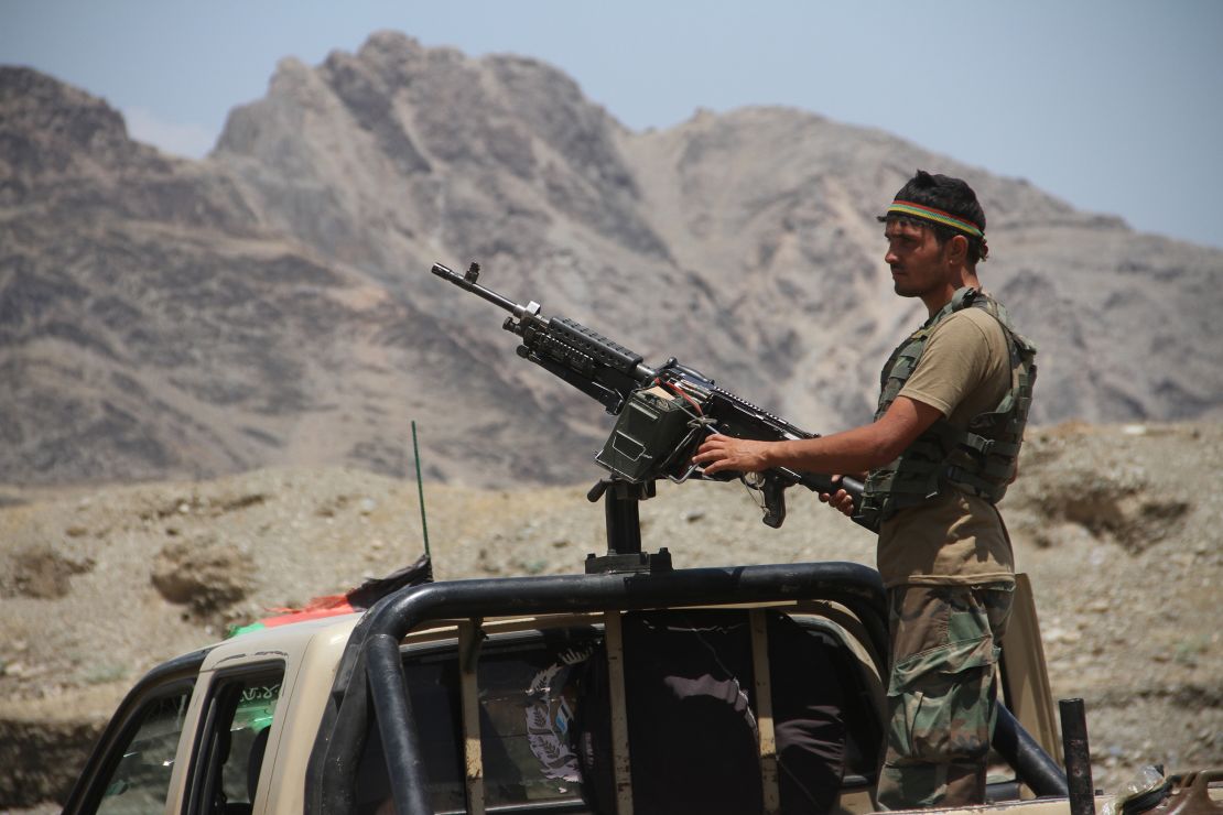 Afghan security forces are seen in the fight against the Taliban near the Torkham border point between Afghanistan and Pakistan in Nangarhar province on July 23, 2021.