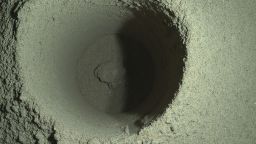 This composite image of the first borehole drilled by NASA's Perseverance rover on Mars was generated using multiple images taken by the rover's WATSON (Wide Angle Topographic Sensor for Operations and eNgineering) imager. The borehole is 1.06 inches (2.7 centimeters) in diameter.