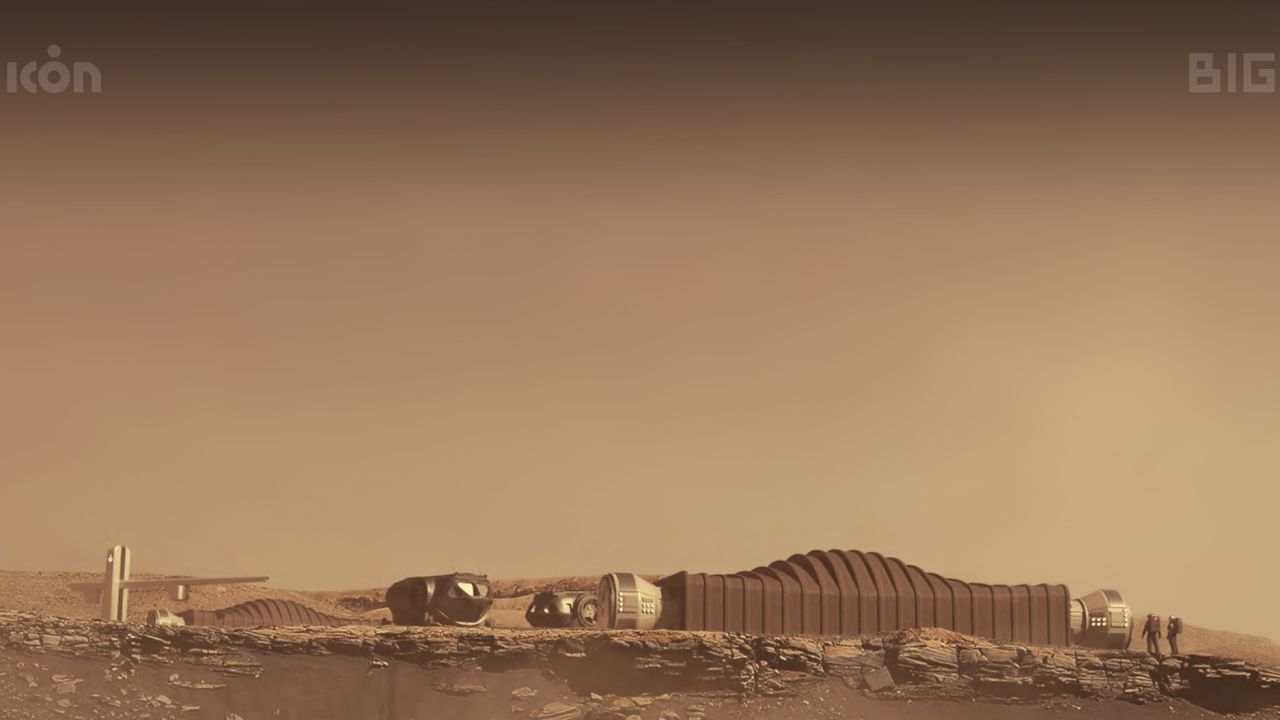 This is a rendering of the Mars Dune Alpha module as it would appear on the red planet.