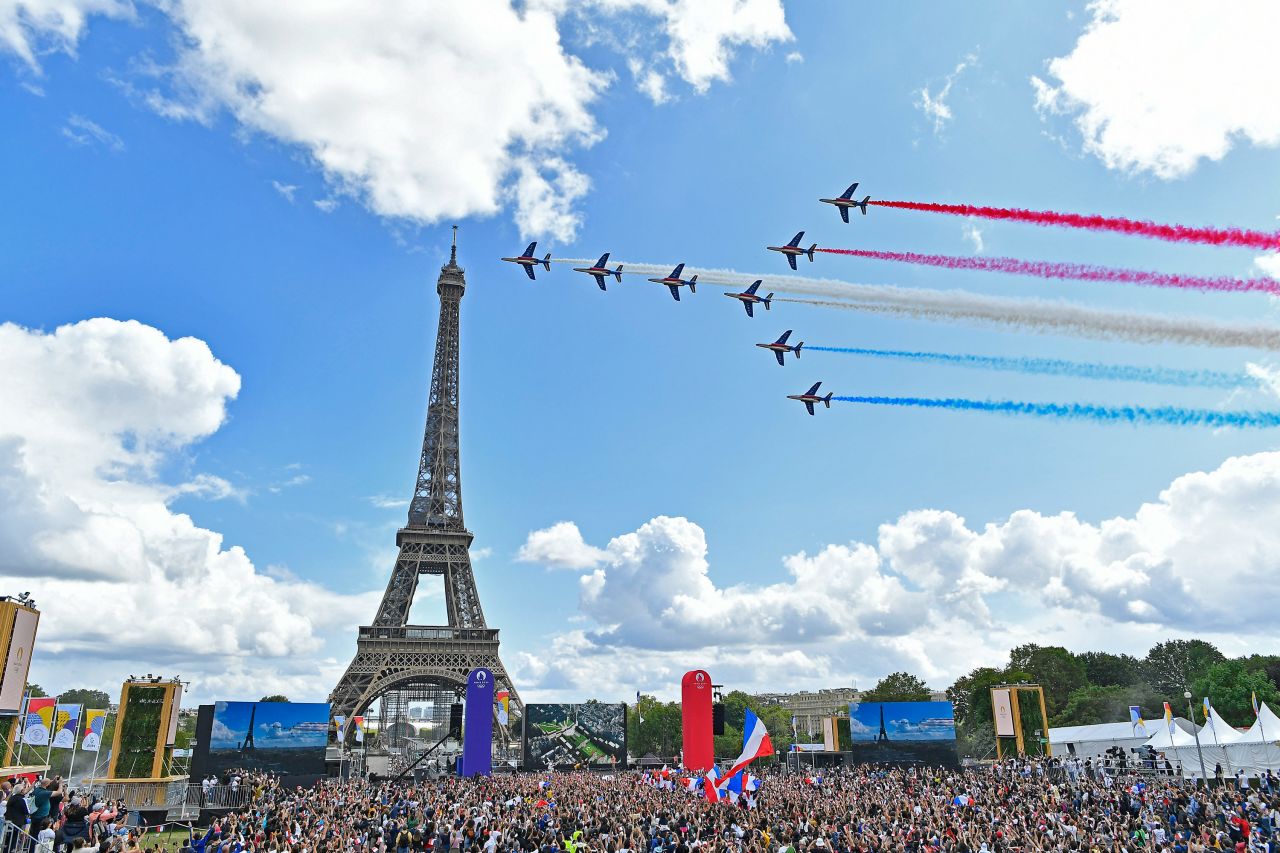 Jets conduct a flyover next to the Eiffel Tower in Paris on Sunday, August 8. While the Olympic closing ceremony was held in Tokyo, a celebration was held in Paris. The French capital <a href="https://www.cnn.com/2021/08/09/sport/tokyo-paris-2024-olympics-cmd-spt-intl/index.html" target="_blank">will be hosting the next Summer Games in 2024.</a>